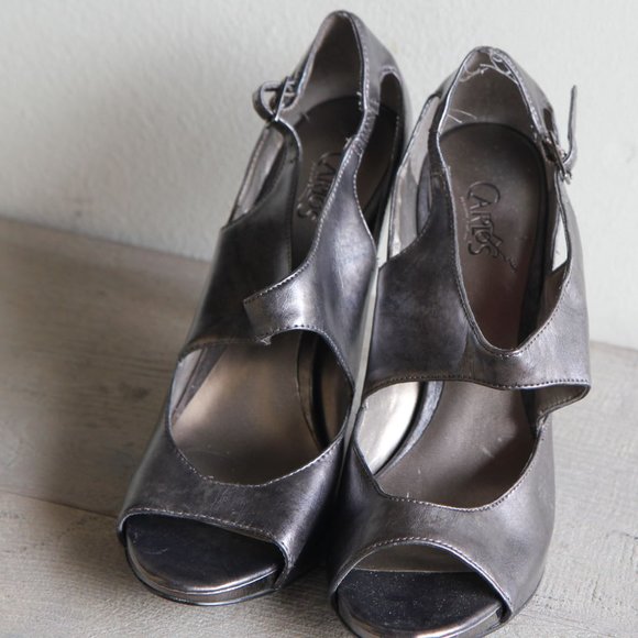 Carlos Santana Pewter Gray Metallic High Heel Pumps US Size 8 - Picture 6 of 12